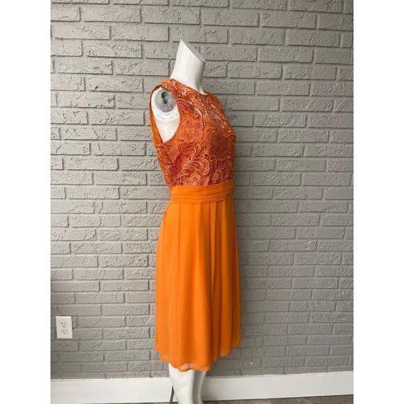 Eva Mendes Sleeveless Orange Lace Dress Size 8 - Picture 3 of 10